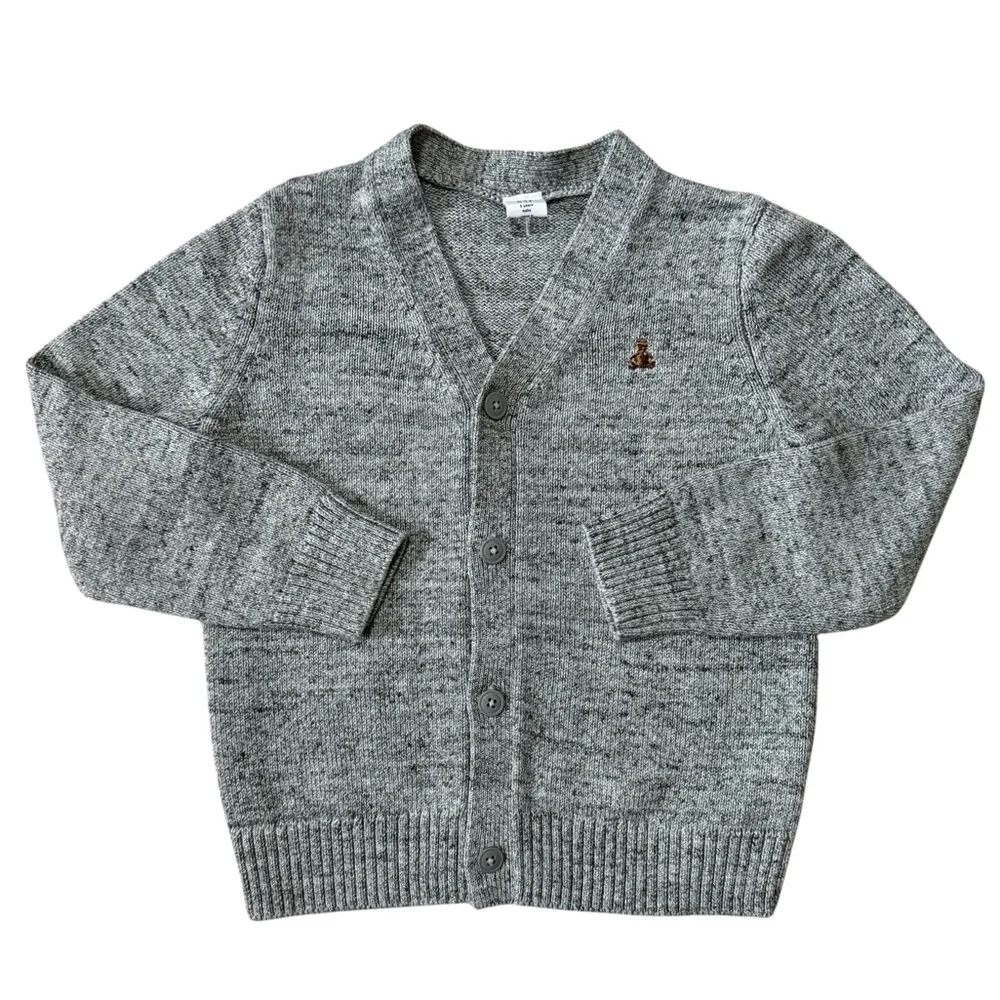 GAP Light Gray Heather Toddler Kids Button-Up Cardigan Sweater